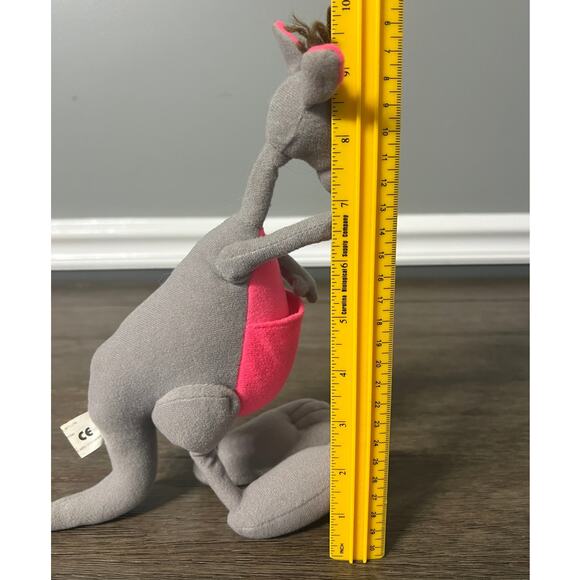 Vintage 1996 Toy Concepts Bendable/Poseable Grey and Pink Plush Kangaroo - Picture 5 of 5